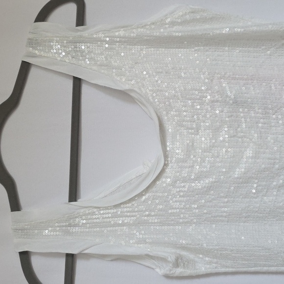 Scandal Italy Laurent Top - White with Sequin Front. Size Extra Small. NWT - Picture 2 of 12